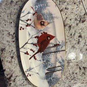Lenox Oval Platter with Red and Cream Cardinals